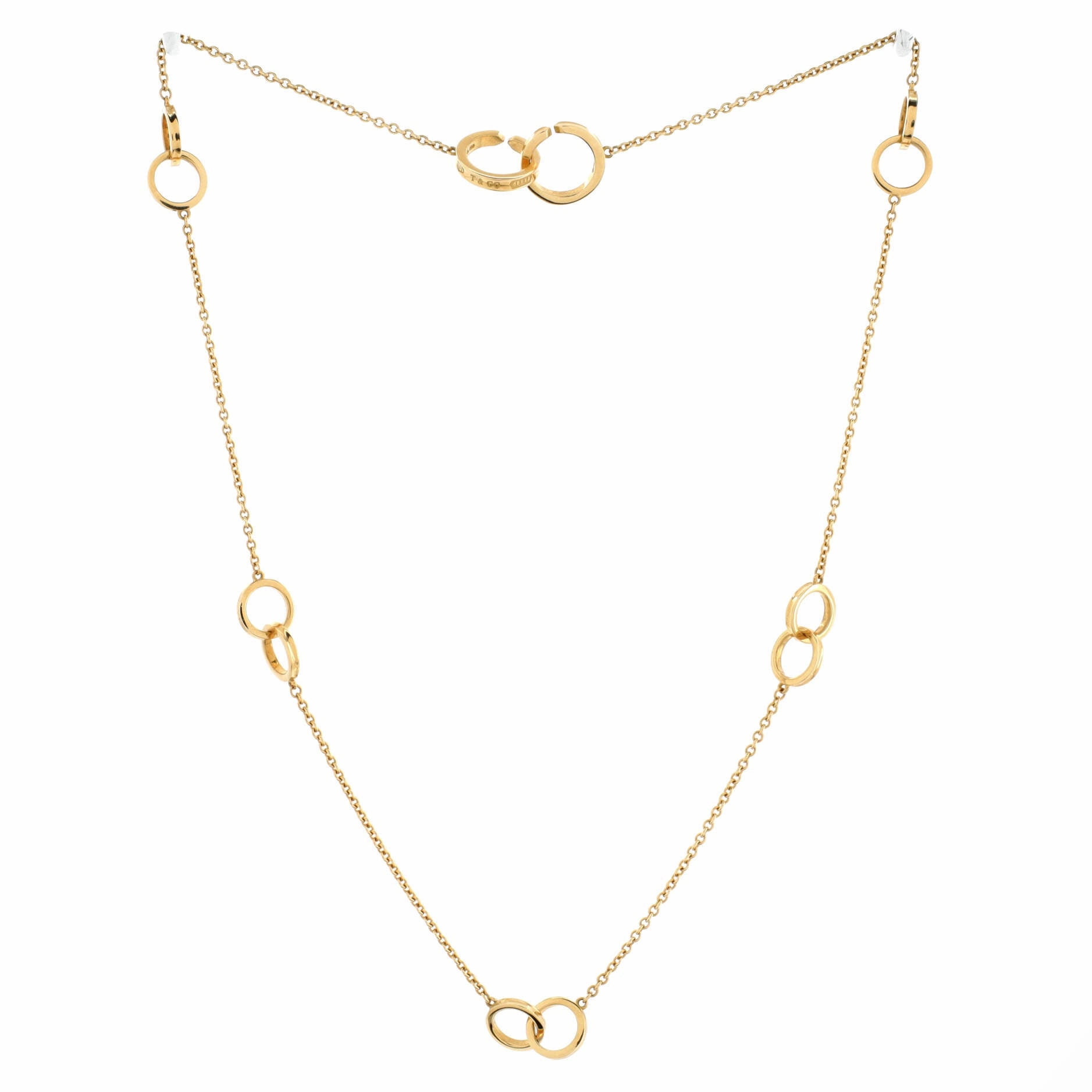 1837 Multiple Interlocking Circles Long Necklace 18K Yellow Gold
