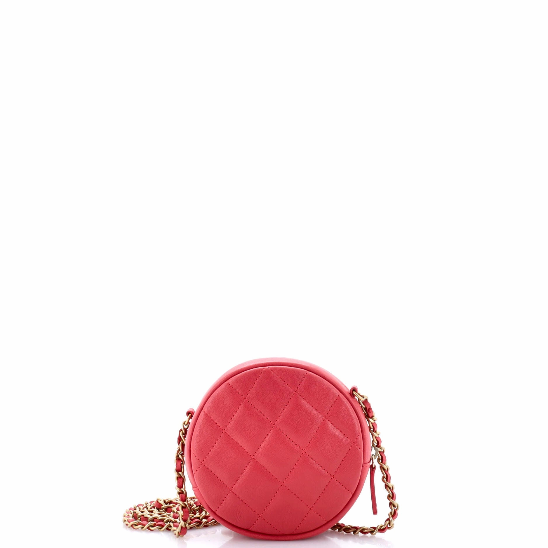 18K Charms Round Clutch With Chain Quilted Lambskin Mini