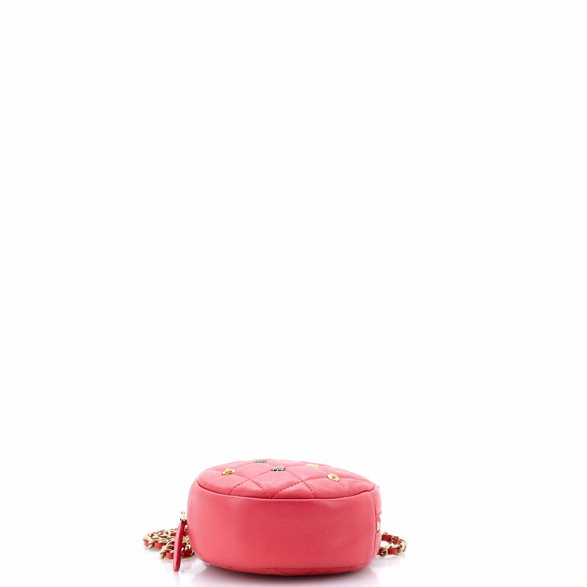 18K Charms Round Clutch With Chain Quilted Lambskin Mini
