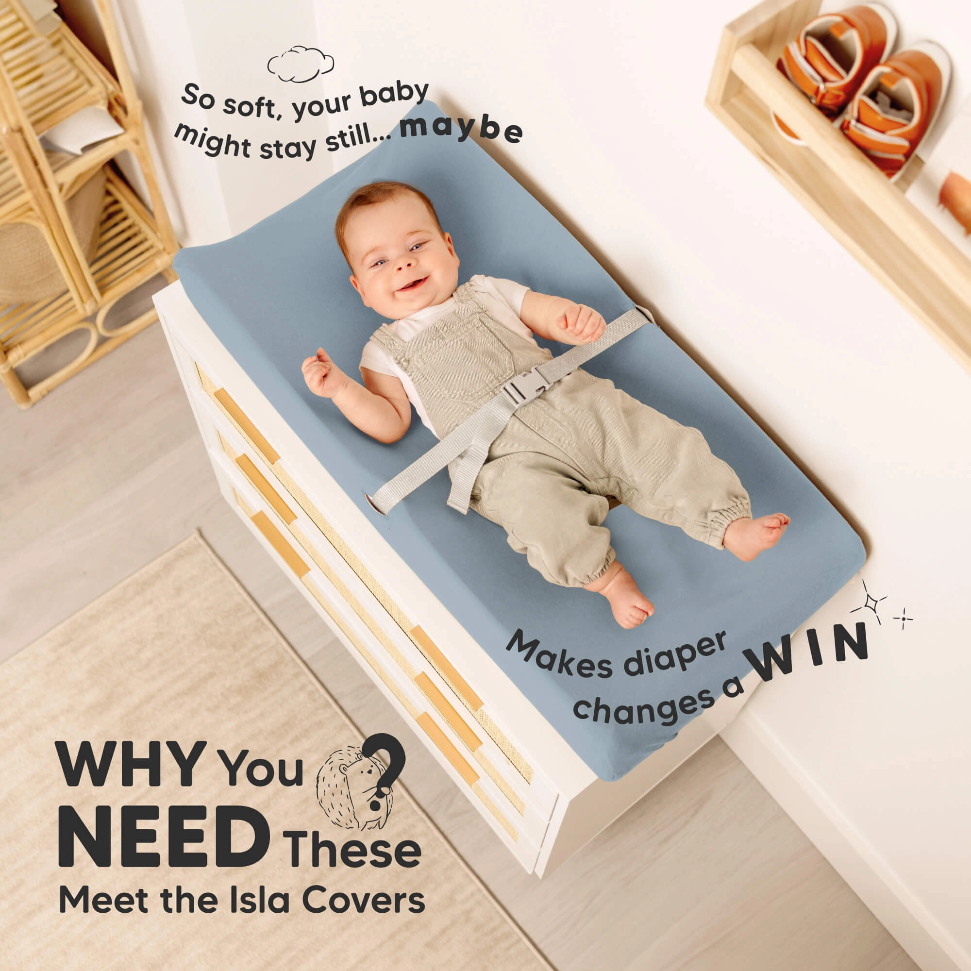 2-Pack Isla Changing Pad Covers (Steel)