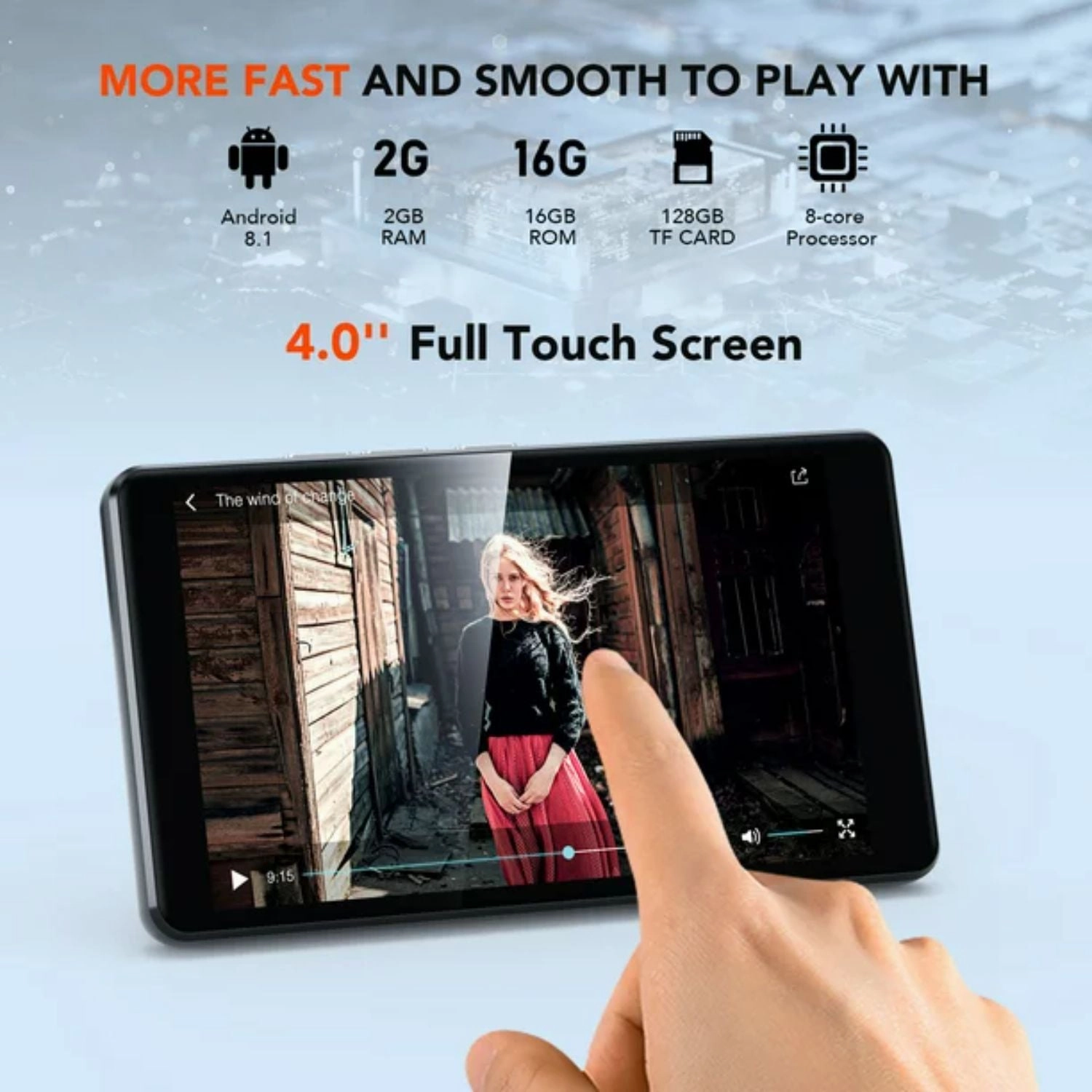 AGPtek T06S MP4 Player with Touch Screen, WIFI Bluetooth MP3 Player with 5MP Camera FM Radio Black