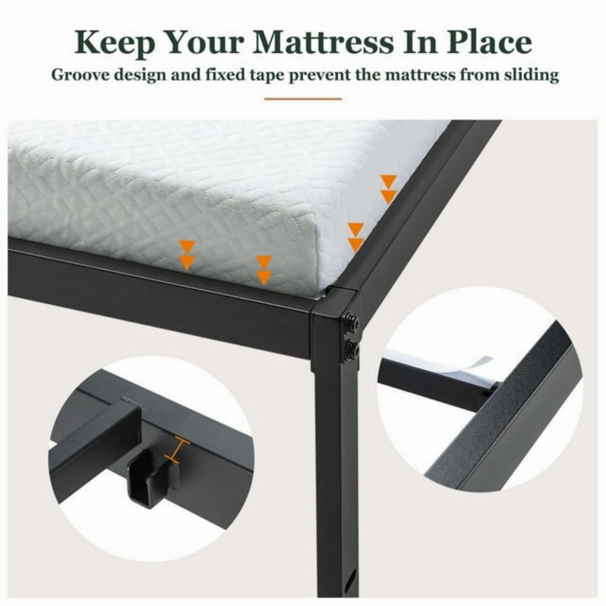 Amolife 1029450-3 Heavy Duty Queen Size Metal Platform Bed Frame w/16.5" Large Under Bed Storage Space