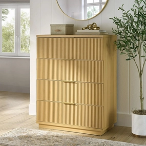 Better Homes & Gardens BHS336249972025 Lillian Fluted 4 Drawer Dresser, Natural Pine