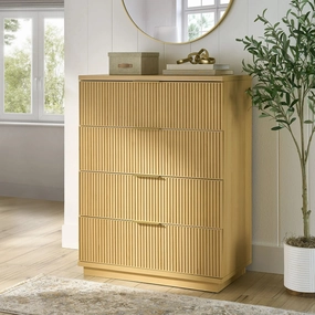 Better Homes & Gardens BHS336249972025 Lillian Fluted 4 Drawer Dresser, Natural Pine