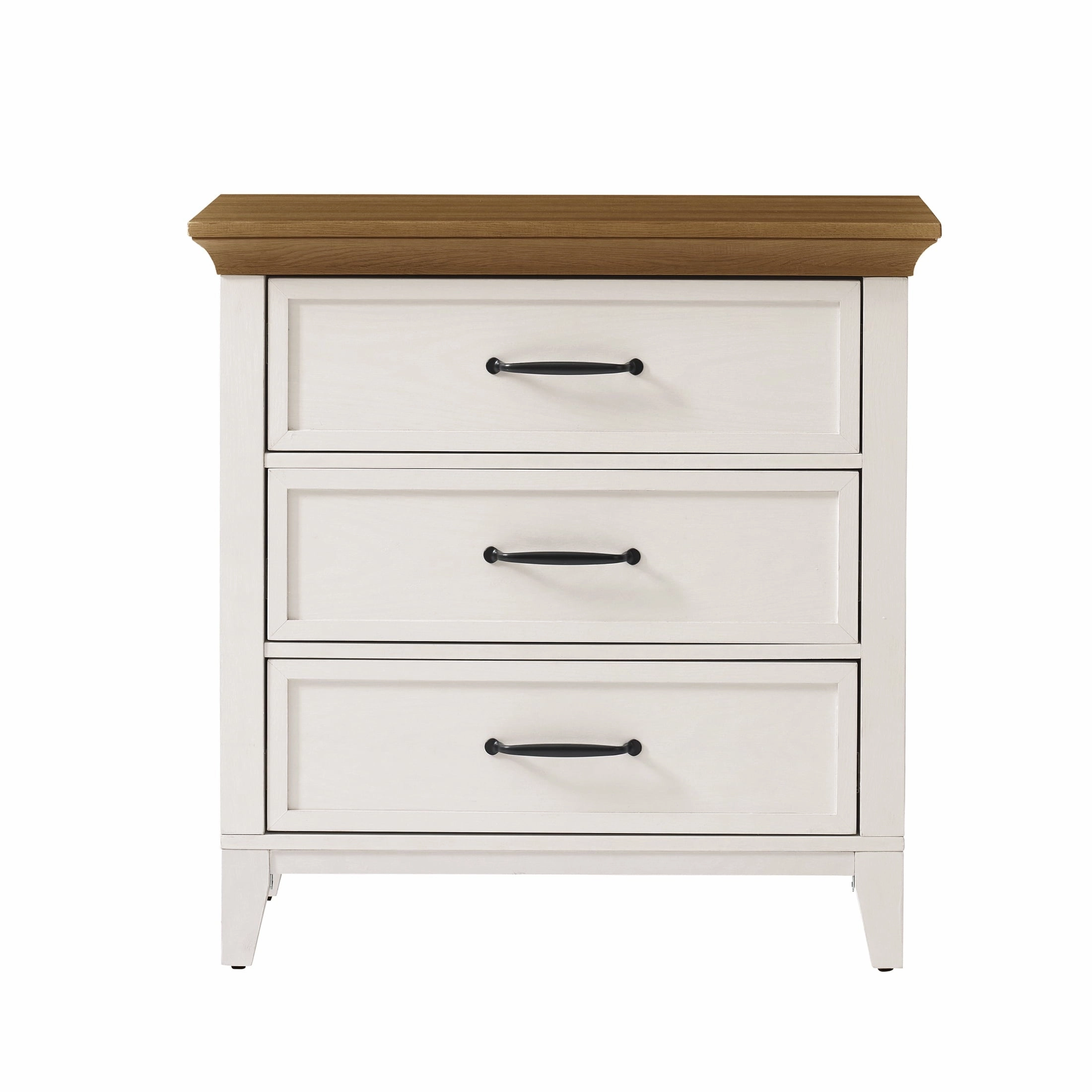 Better Homes & Gardens BHS436249972061 Canton 3-Drawer Nightstand, Textured White and Light Honey