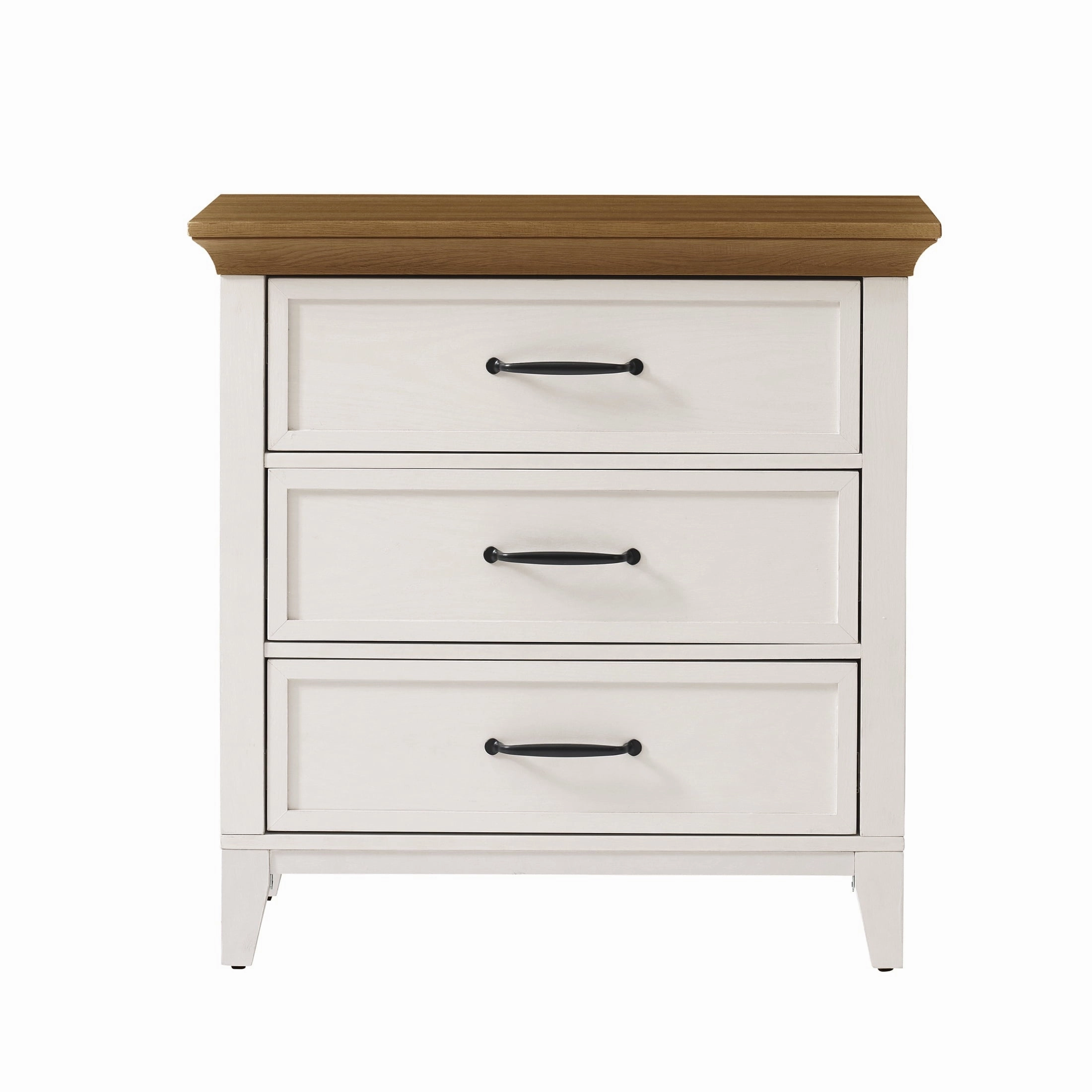 Better Homes & Gardens BHS436249972061 Canton 3-Drawer Nightstand, Textured White and Light Honey