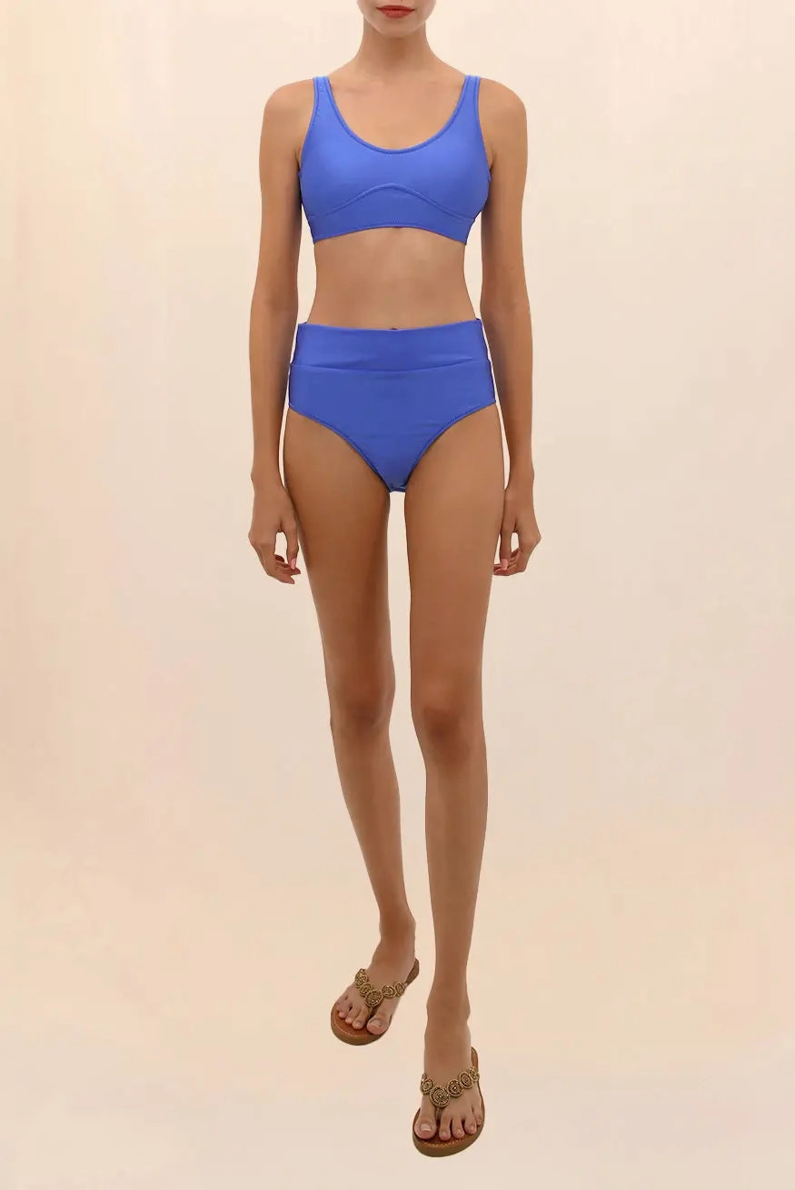 BLUE HIGH-WAISTED BIKINI BOTTOM
