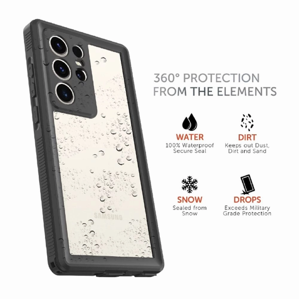 Body Glove 100007926 Tidal Waterproof Phone Case for Samsung Galaxy S23 Ultra 5G, Black/Clear