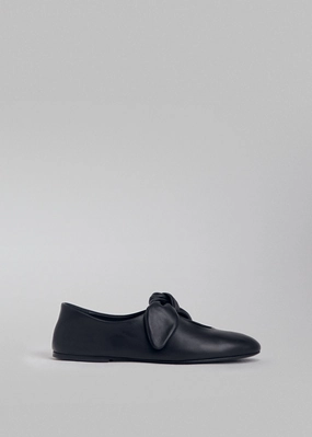 Bow Flat in Nappa Leather - Black