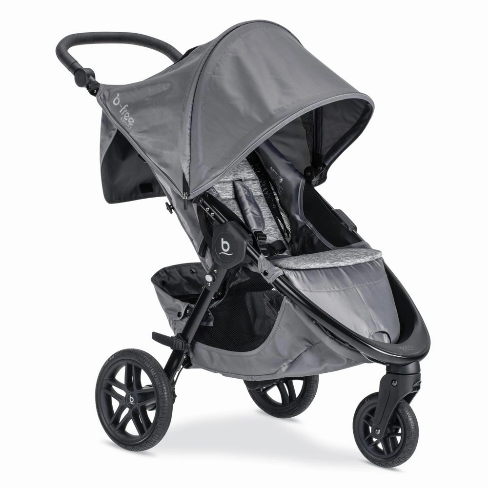 Britax U931935 B-Free Standard Stroller Cool Flow Grey - All Terrain Tires - Adjustable Handlebar - One Hand Fold - Large UV50 Canopy