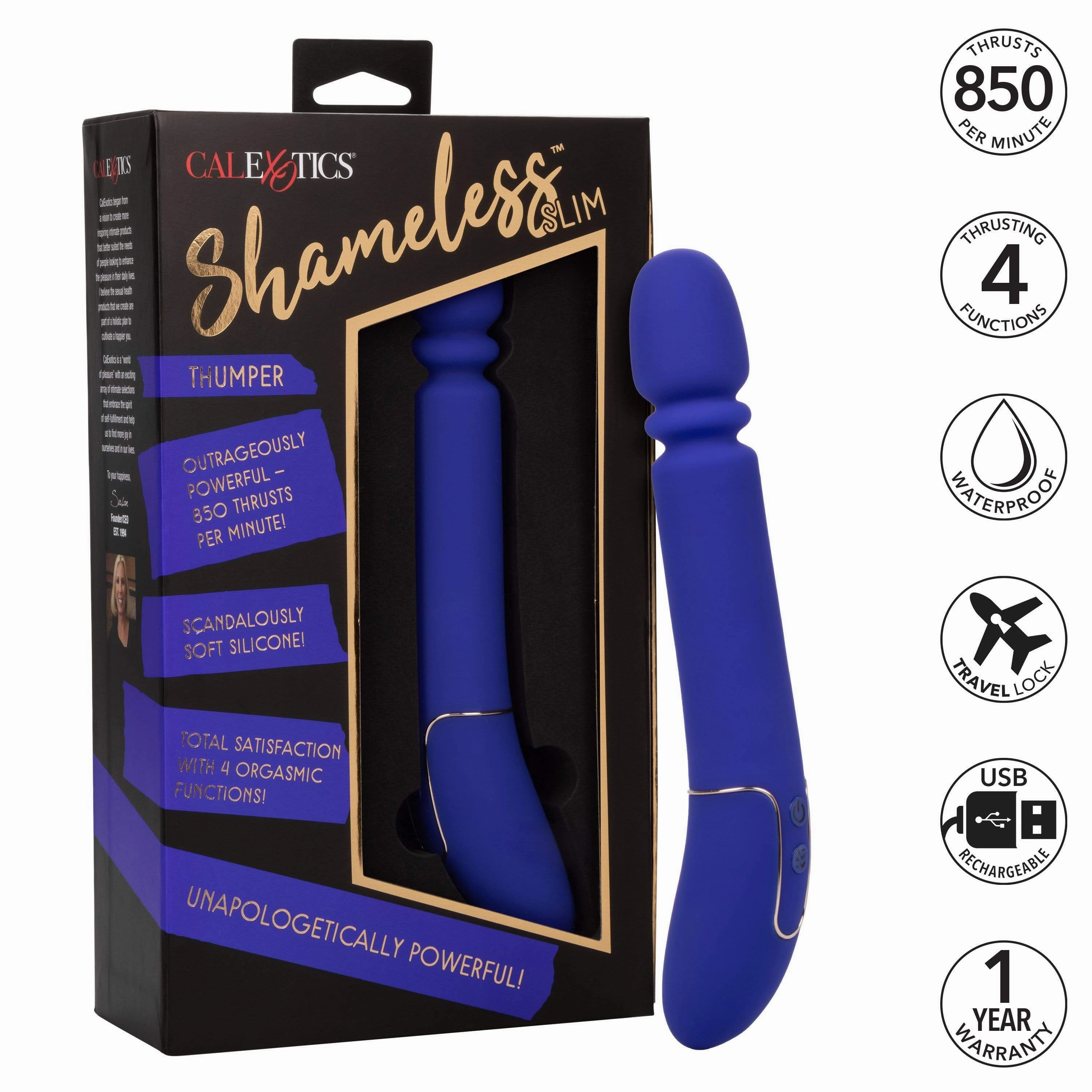 California Exotics - Shameless Slim Thumper Wand Massager (Blue)