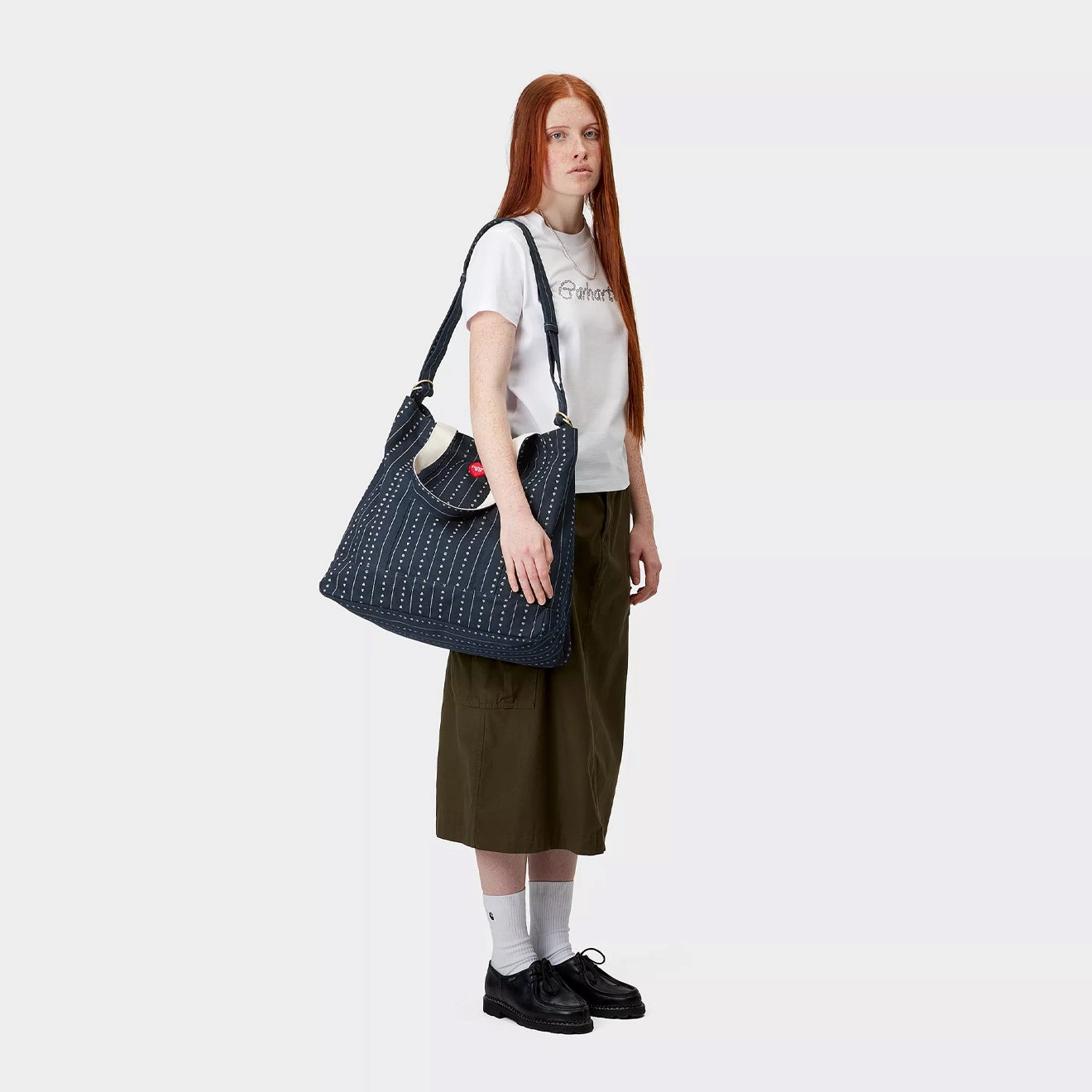 Carhartt WIP Drewe Tote Big Heart C Pinstripe / Ink / Natural