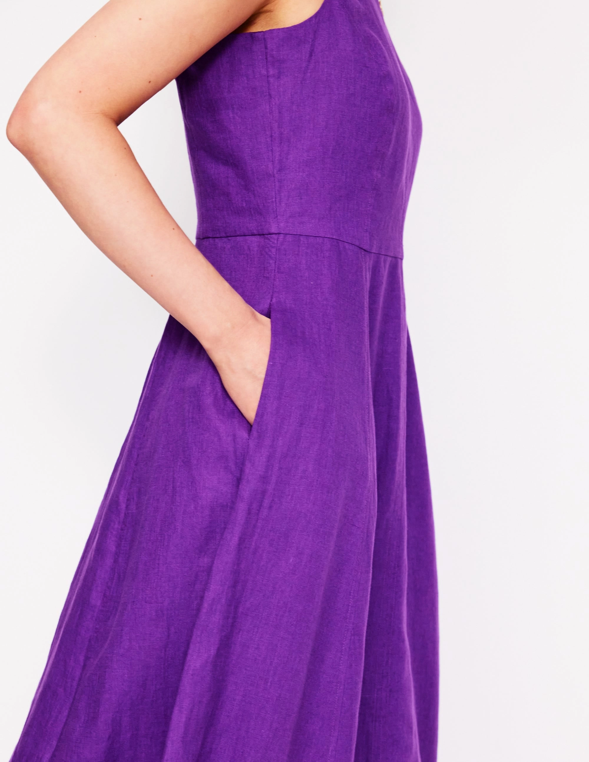 Carla Linen Midi Dress-Royal Purple