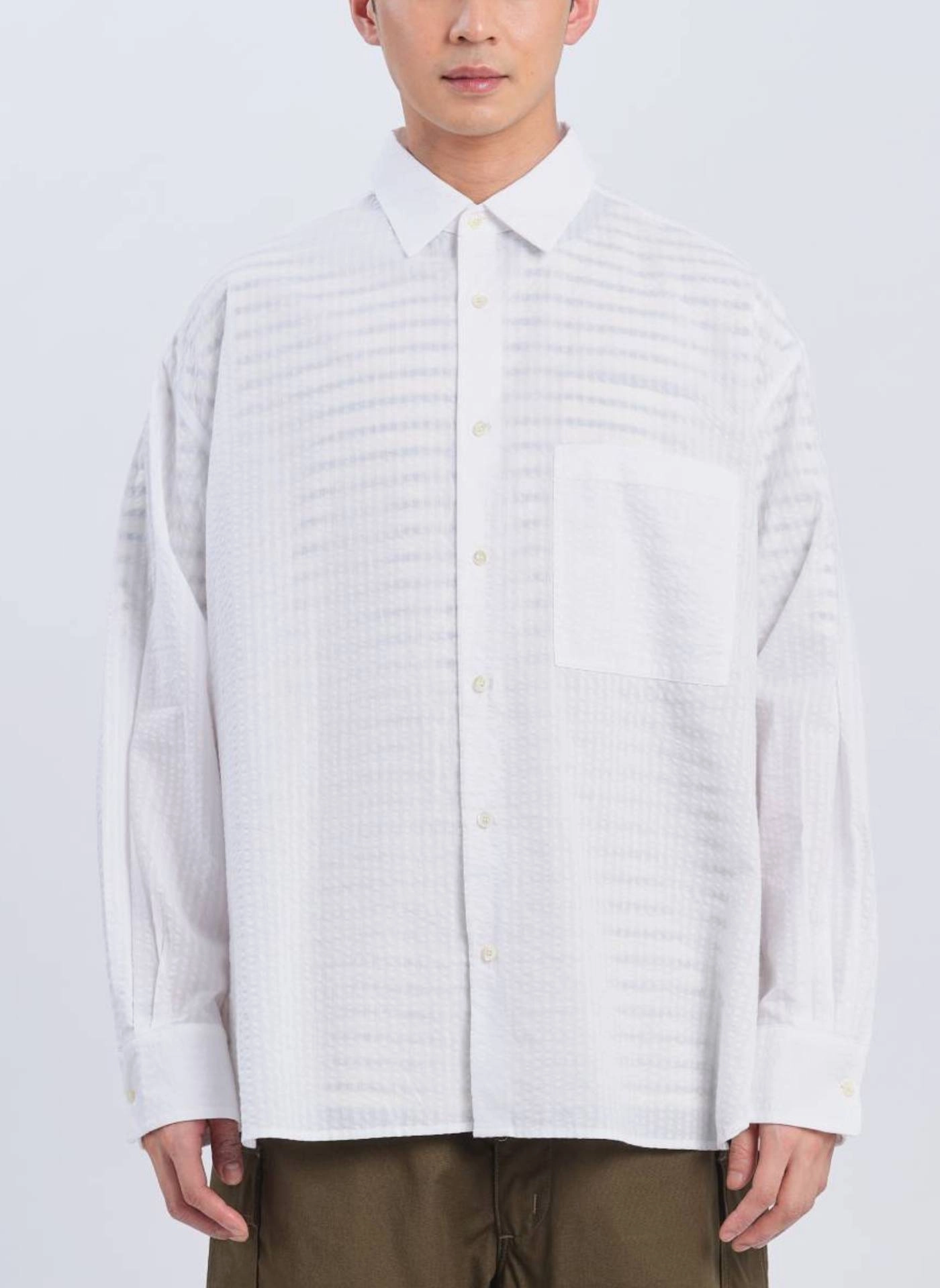 Cotton Seersuckers Classic Collar Shirt