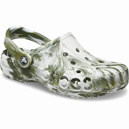 Crocs 206935-309 Baya Marbled Clogs, Men's Size M7W9, Army Green