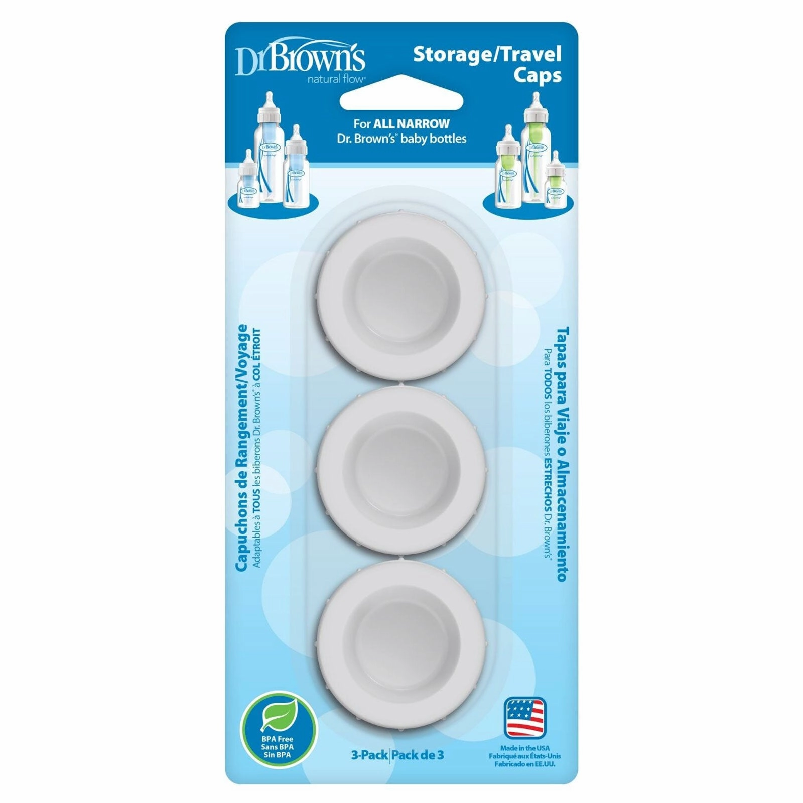 Dr. Brown's Travel Caps Narrow Neck 3 pcs