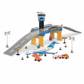 DRIVEN by Battat 53321858 Airport Playset with Toy Airplane (32pc) Micro Series