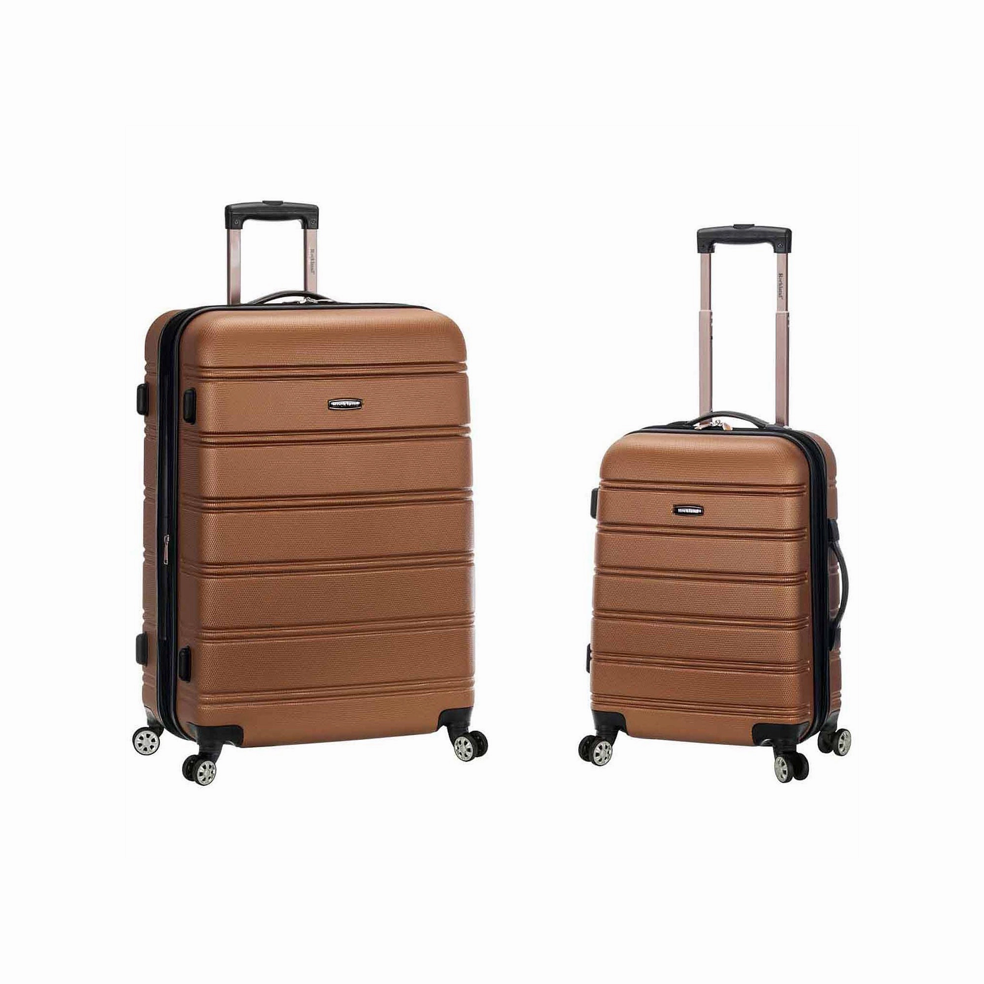 Fox Luggage F225-BROWN Rockland Melbourne Expandable ABS Spinner Luggage Set, Brown 2 ct