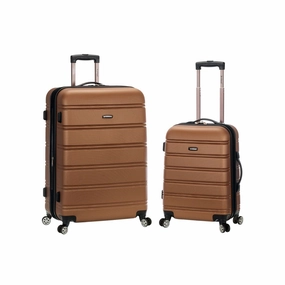 Fox Luggage F225-BROWN Rockland Melbourne Expandable ABS Spinner Luggage Set, Brown 2 ct