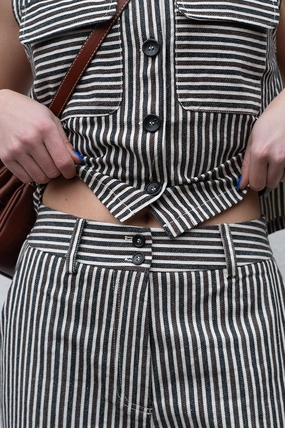 FRNCH Swanne Striped Chocolate Trousers