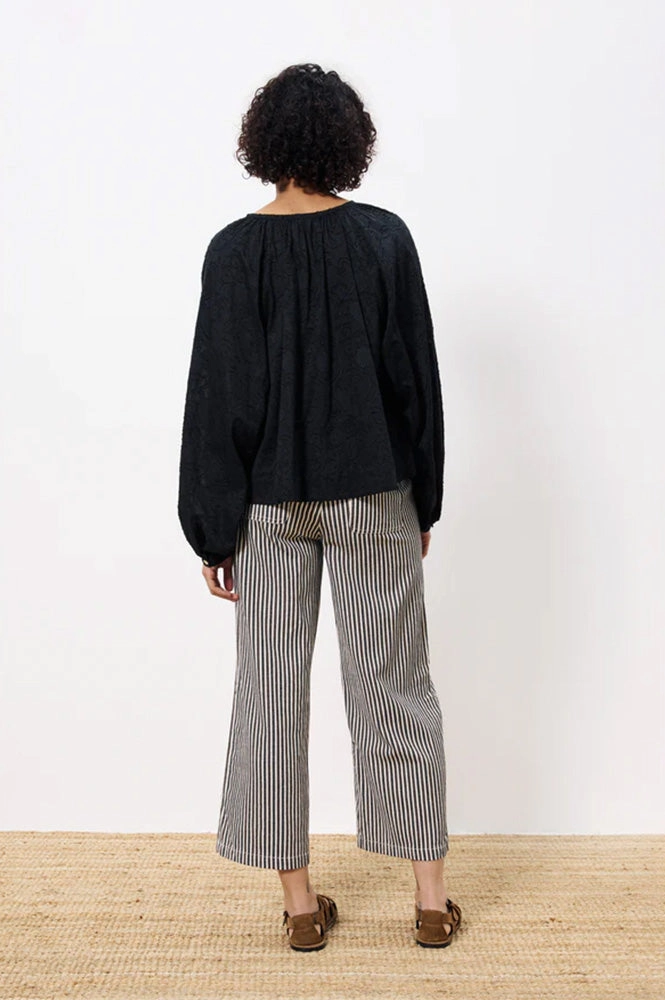 FRNCH Swanne Striped Chocolate Trousers