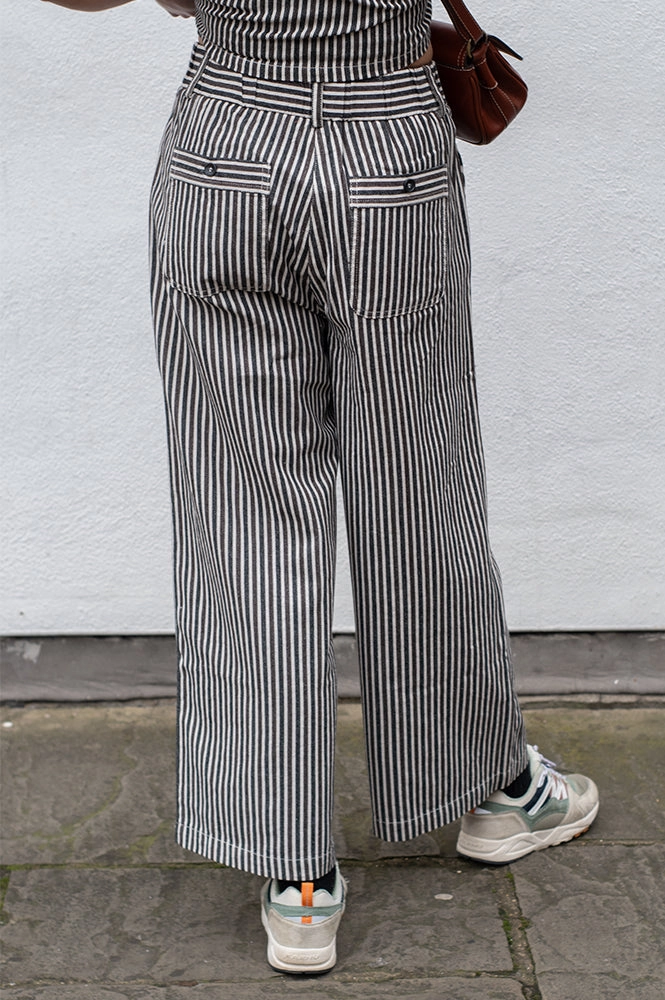 FRNCH Swanne Striped Chocolate Trousers