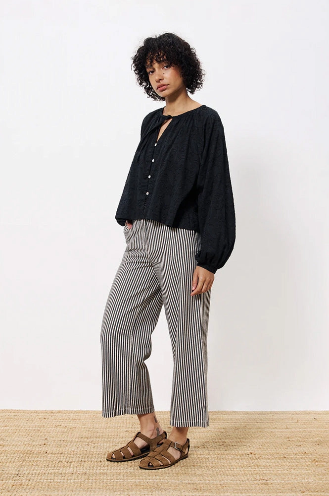 FRNCH Swanne Striped Chocolate Trousers