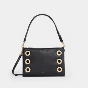 Hammitt Montana Leather Clutch Sml Handbag Black/Brushed Gold