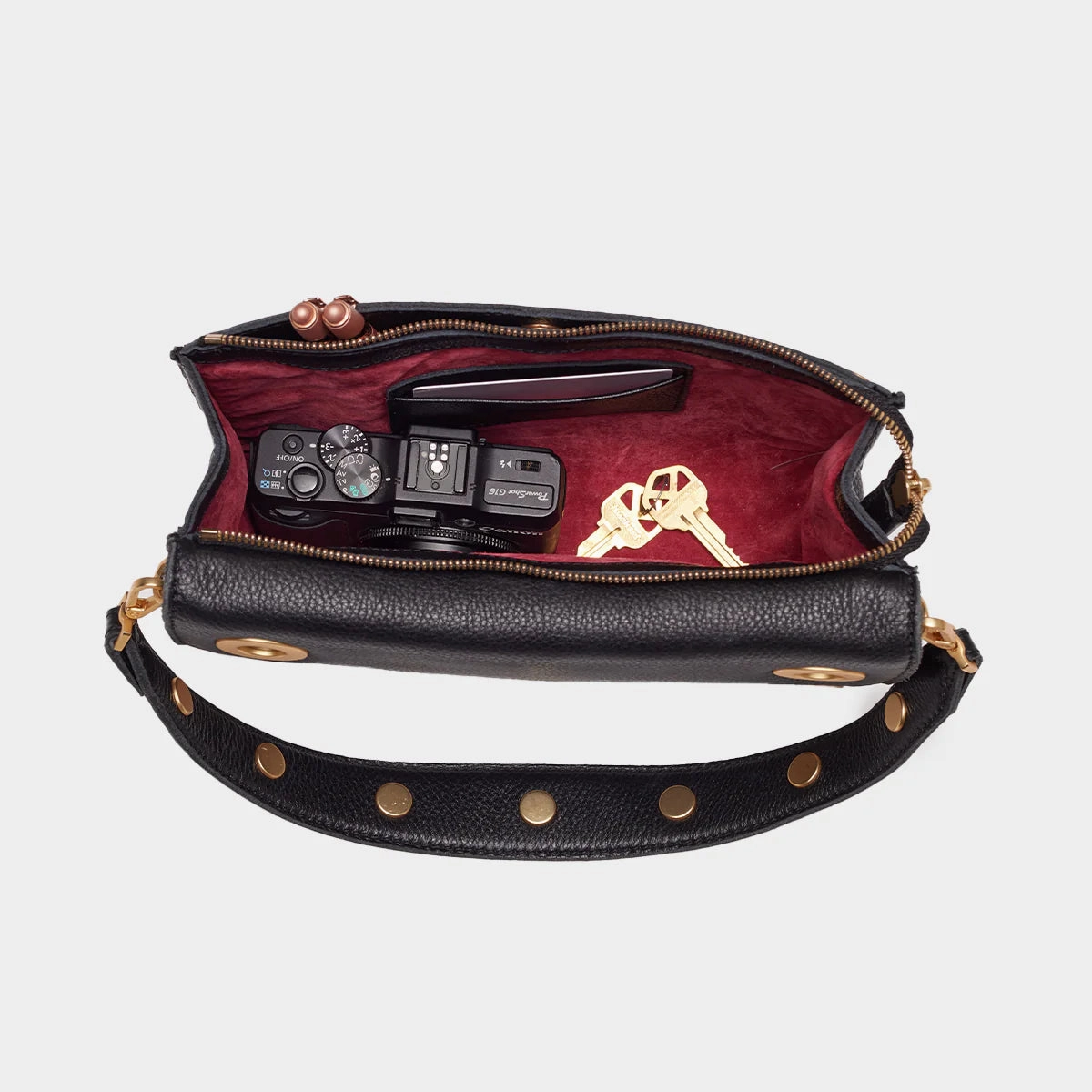 Hammitt Montana Leather Clutch Sml Handbag Black/Brushed Gold