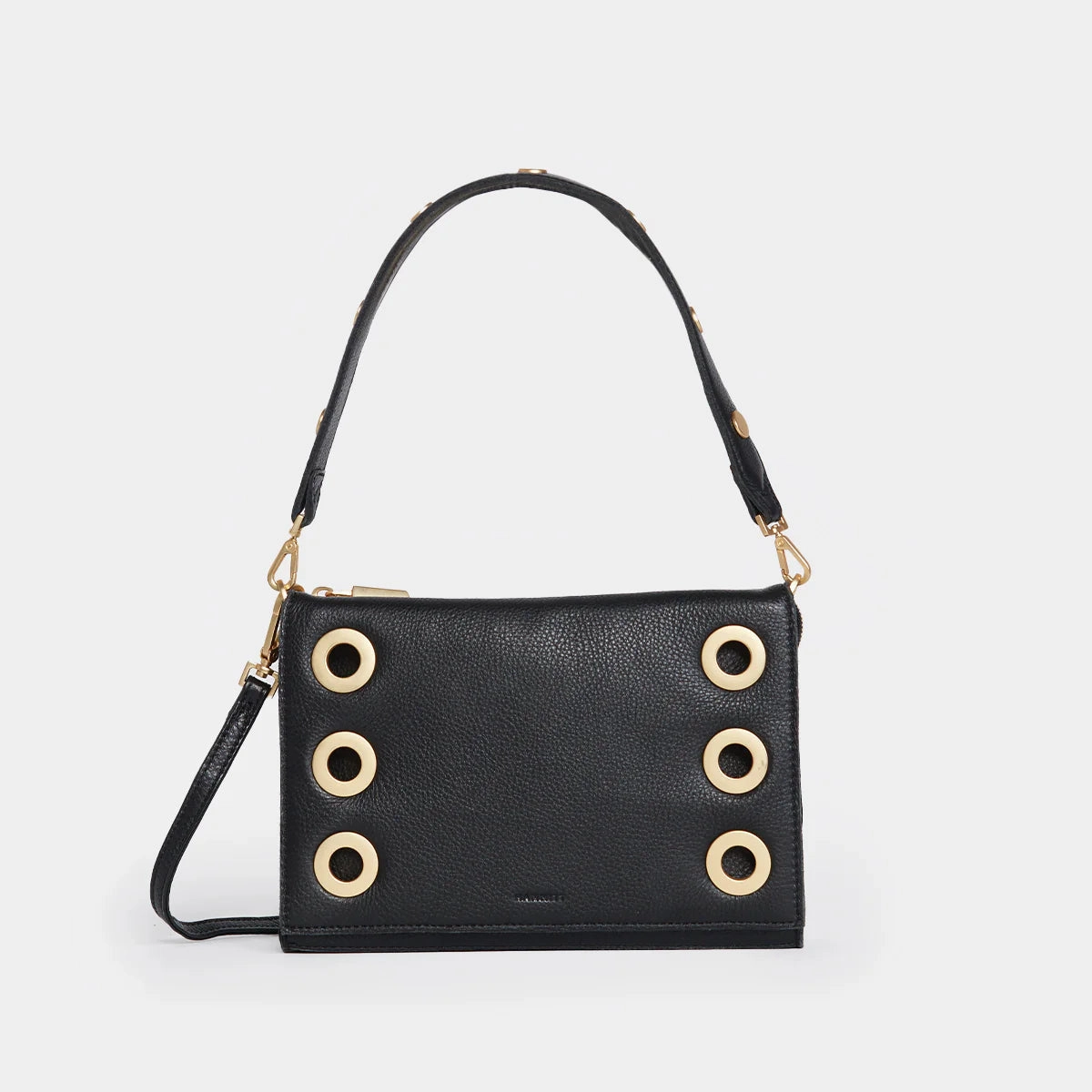 Hammitt Montana Leather Clutch Sml Handbag Black/Brushed Gold