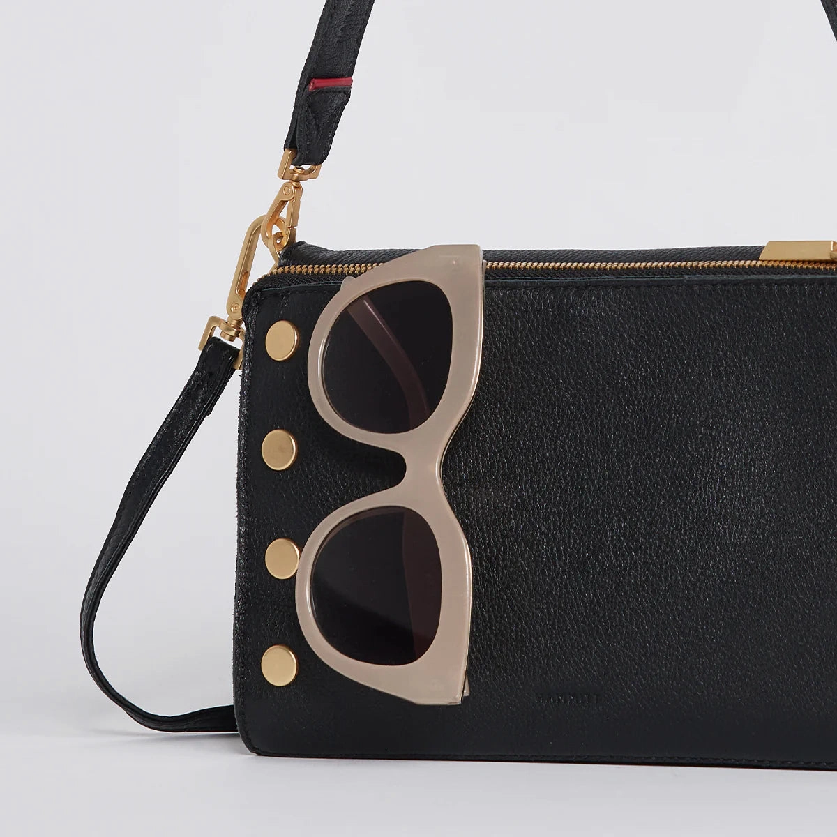 Hammitt Montana Leather Clutch Sml Handbag Black/Brushed Gold