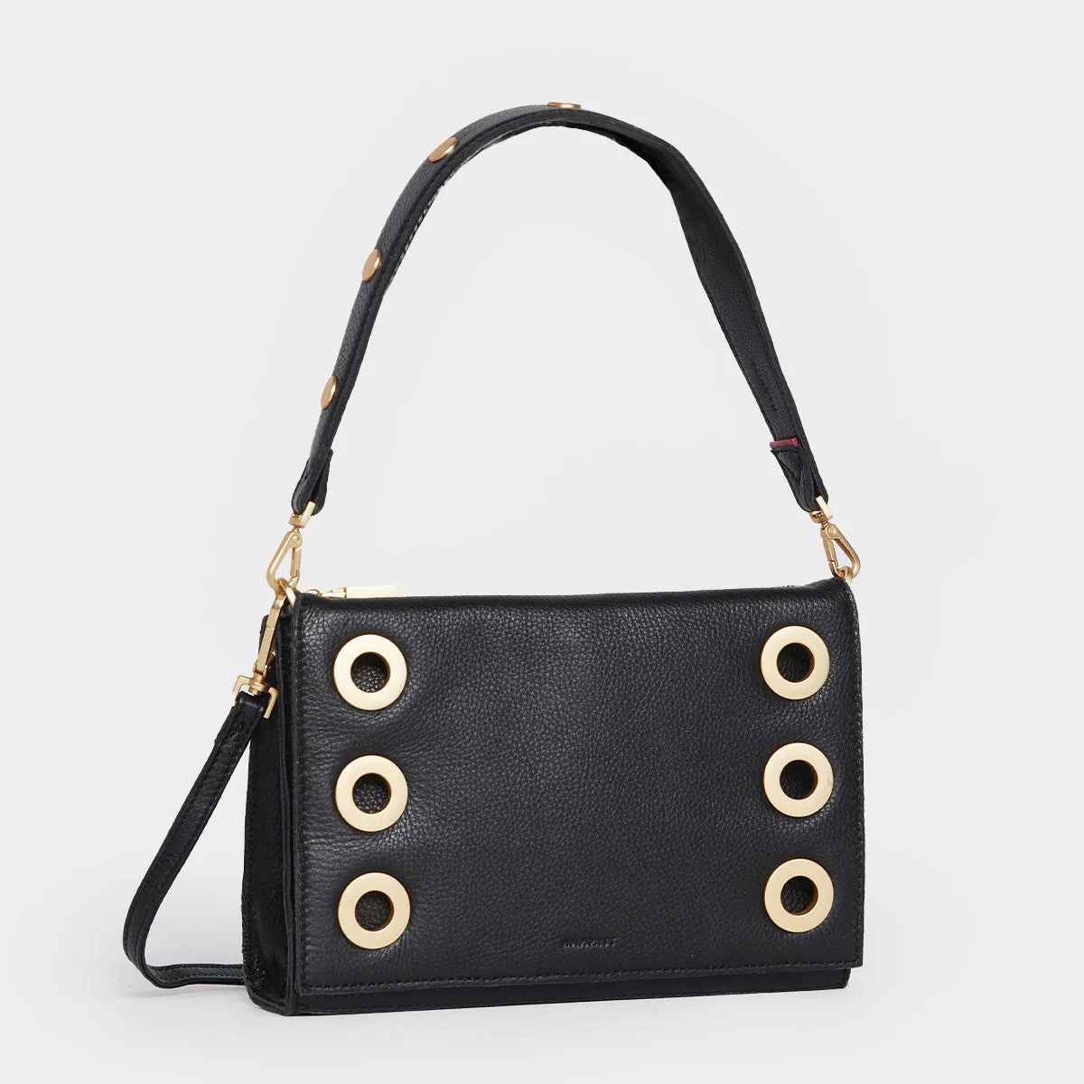 Hammitt Montana Leather Clutch Sml Handbag Black/Brushed Gold