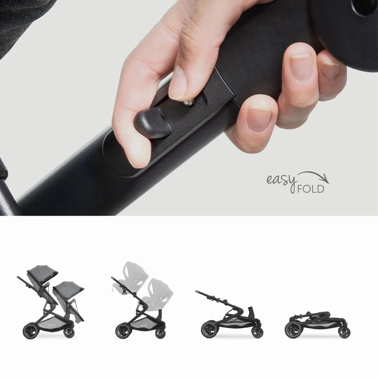 Hauck Atlantic Twin Double Stroller - Grey