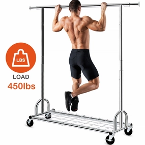Hokeeper CR-S002 450 lbs Clothing Racks on Wheels Rolling Clothes Rack, Chrome Finish