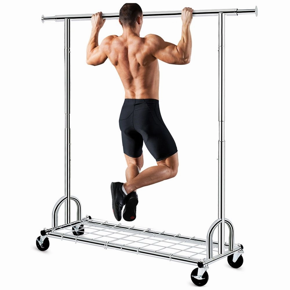 Hokeeper CR-S002 450 lbs Clothing Racks on Wheels Rolling Clothes Rack, Chrome Finish