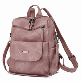 HONGLONG ZLD-0290-PK Women Backpack Purse PU Leather Fashion Design Travel Handbag Pink