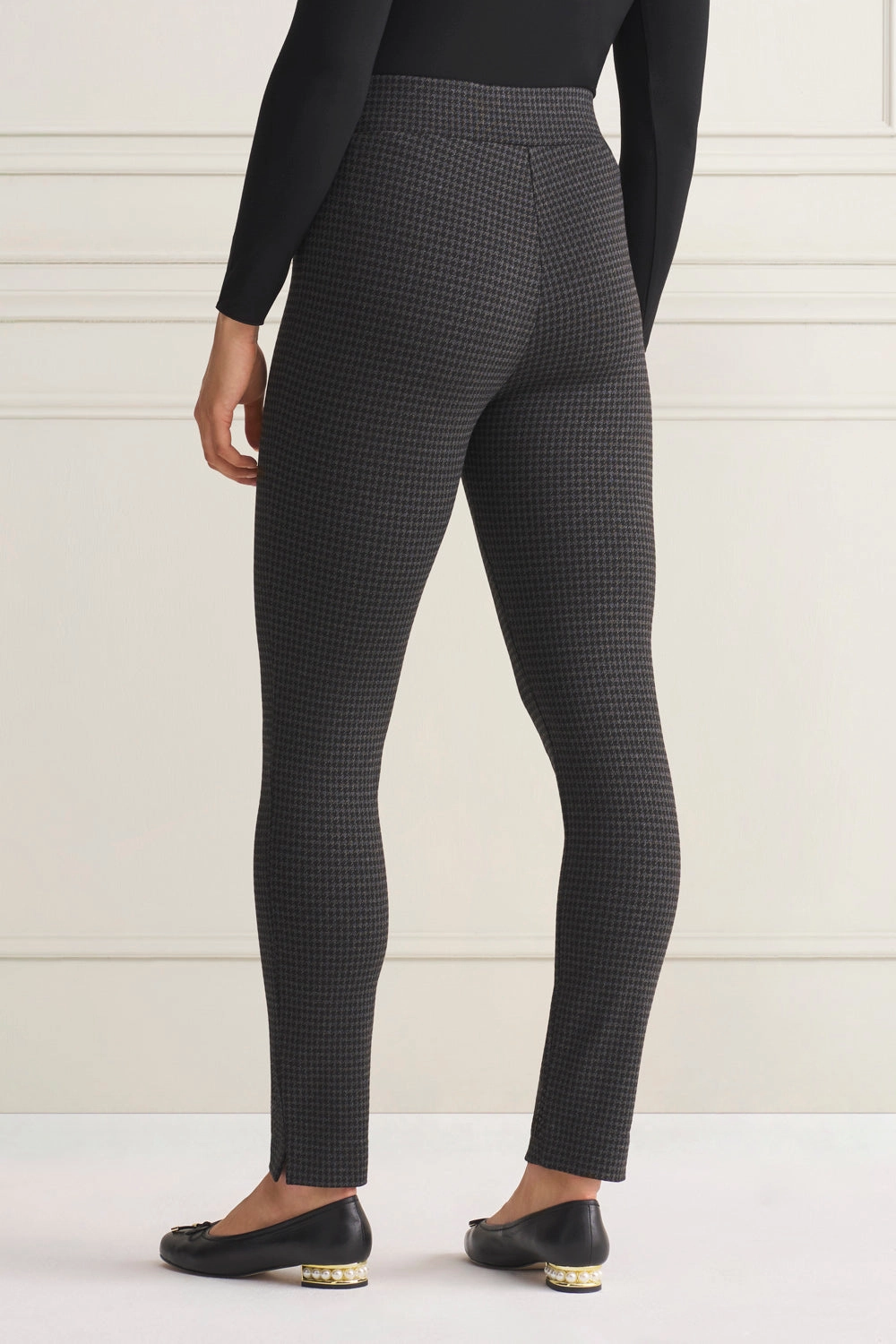 Houndstooth Ponte Pant - Charcoal Houndstooth