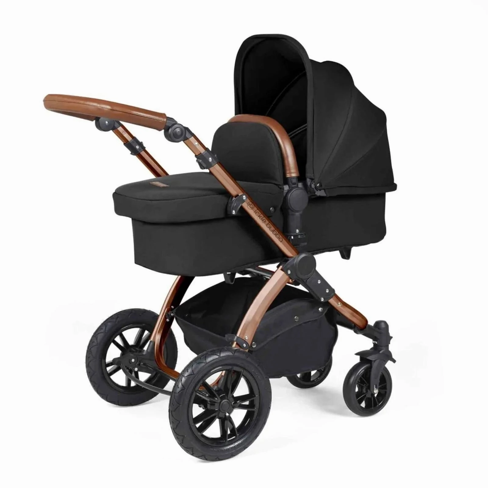 Ickle Bubba Stomp Luxe All-in-One Cirrus i-Size Travel System with Isofix Base - Bronze & Midnight & Tan