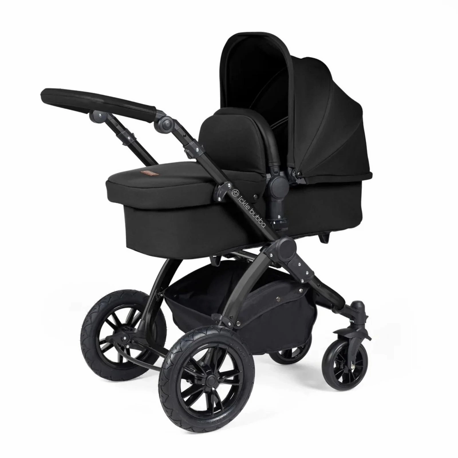 Ickle Bubba Stomp Luxe All-in-One Stratus i-Size Travel System with Isofix Base - Black & Midnight & Black