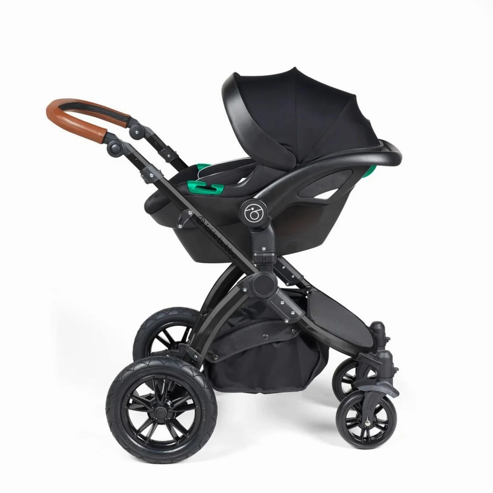 Ickle Bubba Stomp Luxe All-in-One Stratus i-Size Travel System with Isofix Base - Black & Midnight & Tan