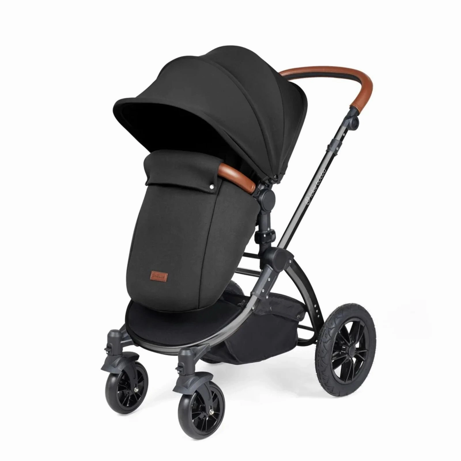 Ickle Bubba Stomp Luxe All-in-One Stratus i-Size Travel System with Isofix Base - Black & Midnight & Tan