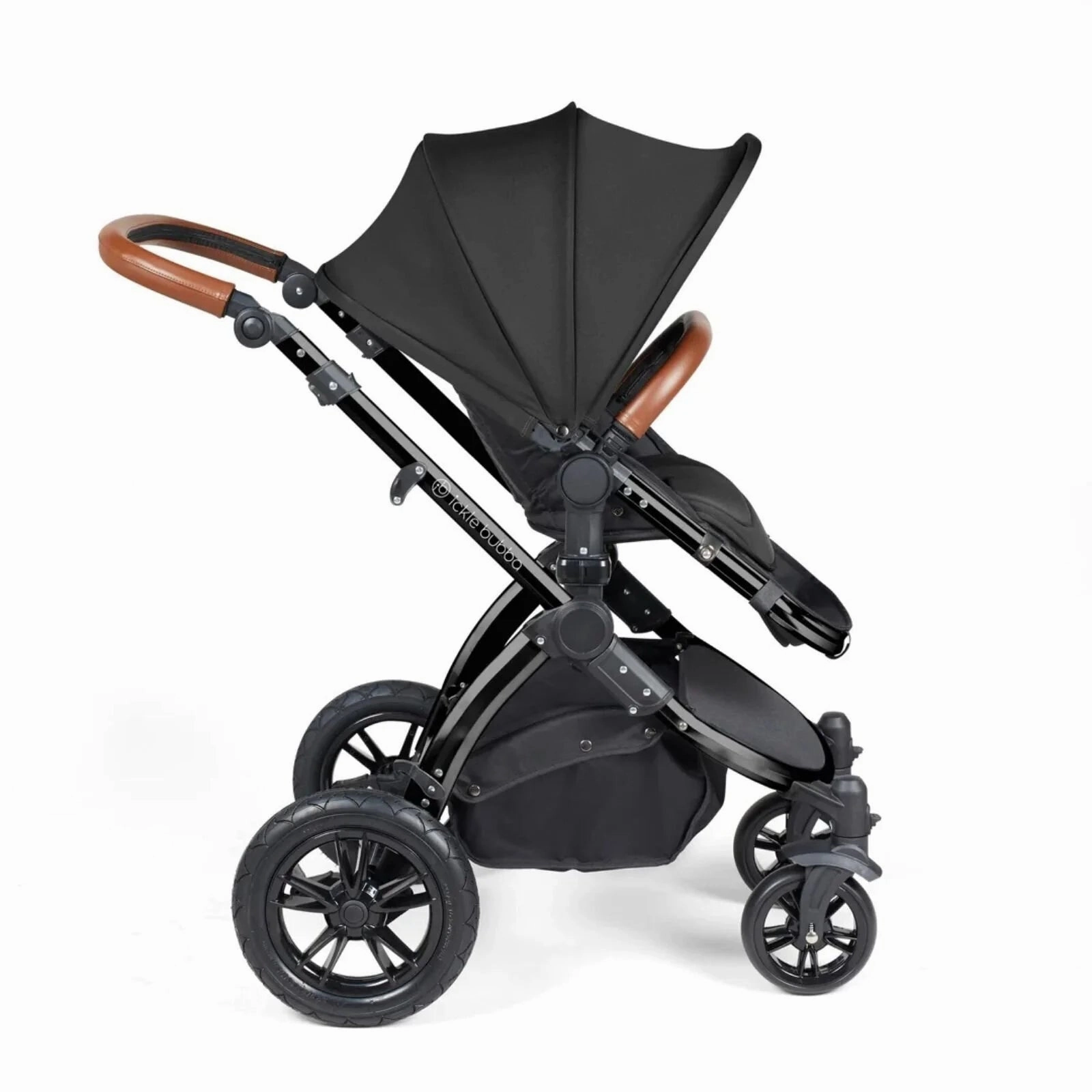 Ickle Bubba Stomp Luxe All-in-One Stratus i-Size Travel System with Isofix Base - Black & Midnight & Tan