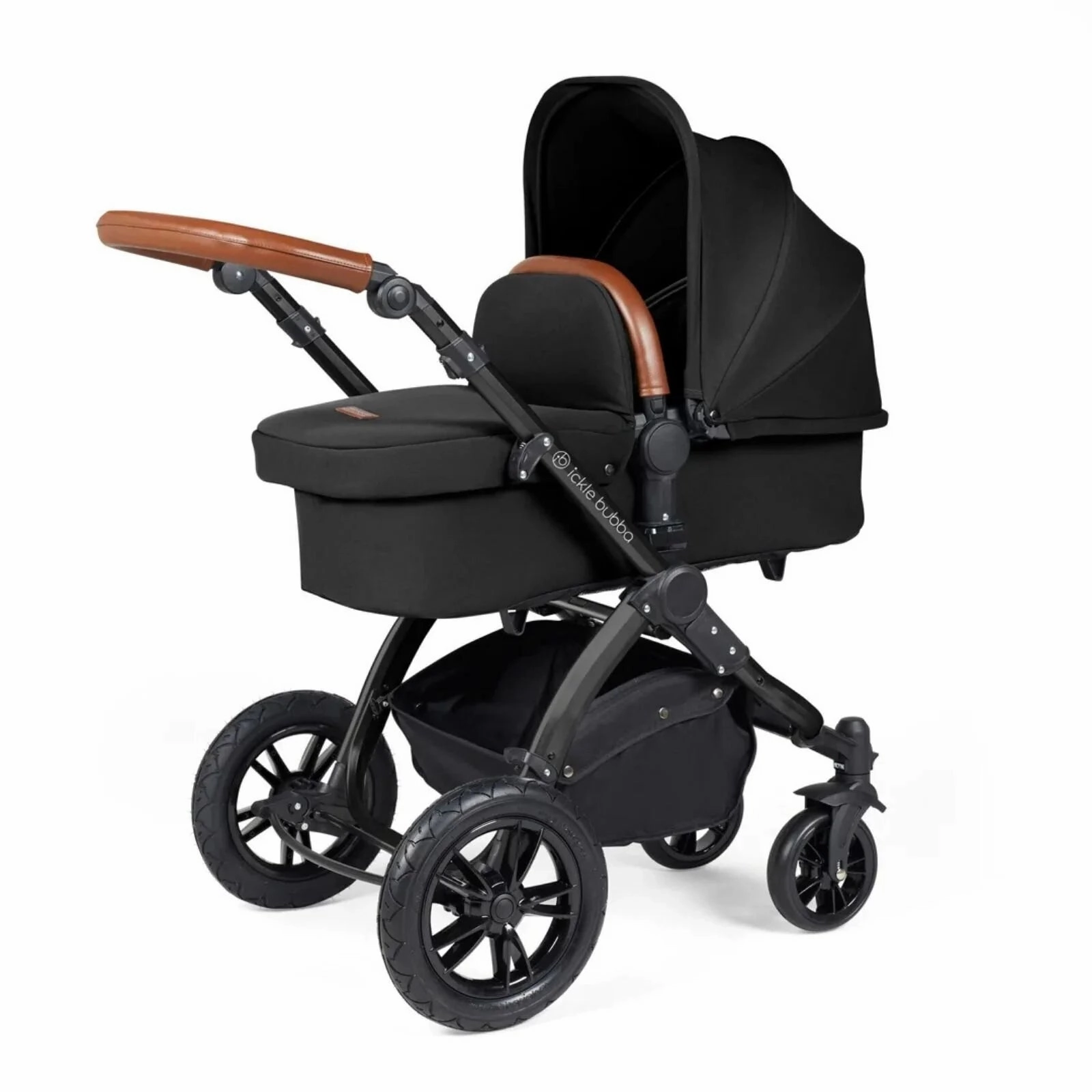 Ickle Bubba Stomp Luxe All-in-One Stratus i-Size Travel System with Isofix Base - Black & Midnight & Tan