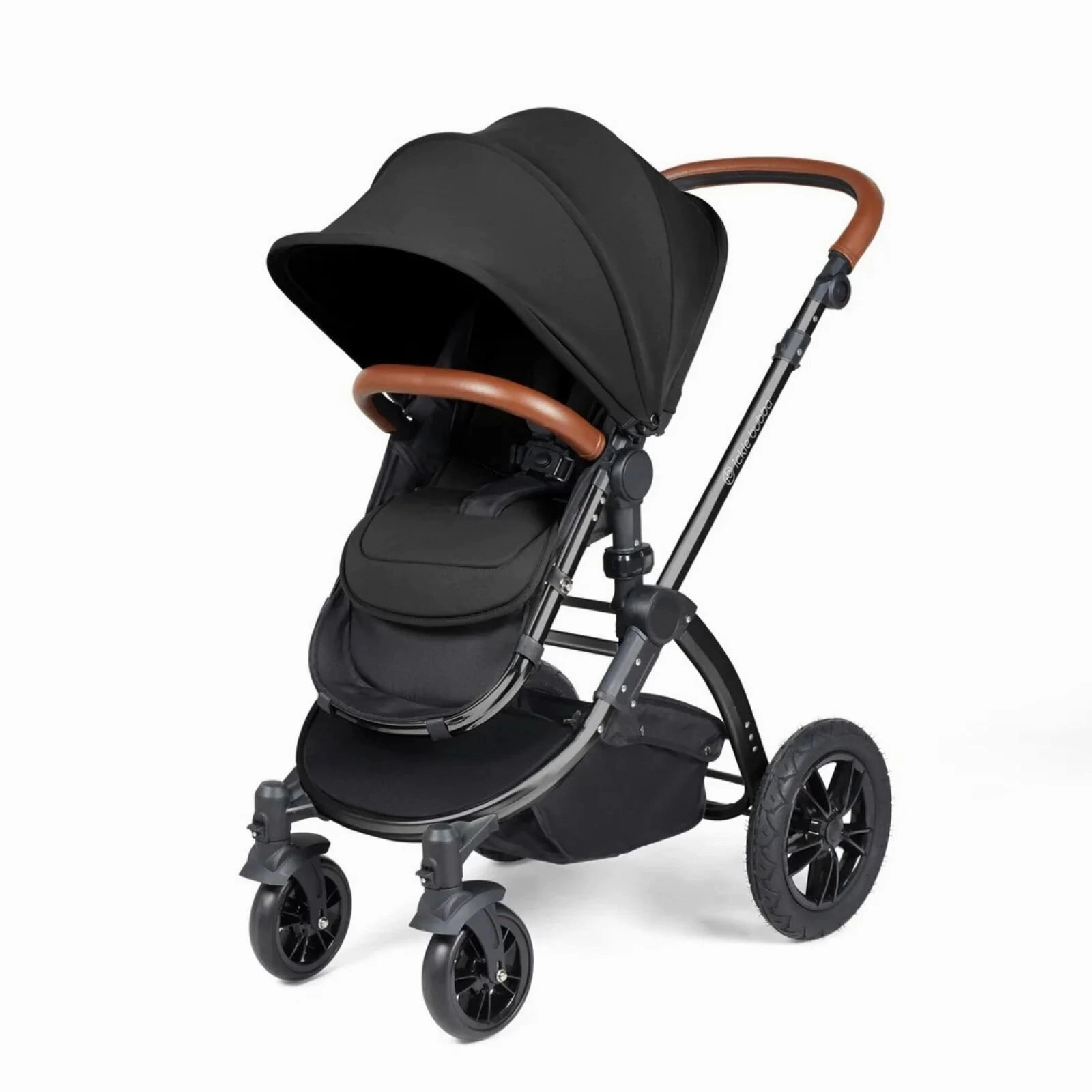 Ickle Bubba Stomp Luxe All-in-One Stratus i-Size Travel System with Isofix Base - Black & Midnight & Tan