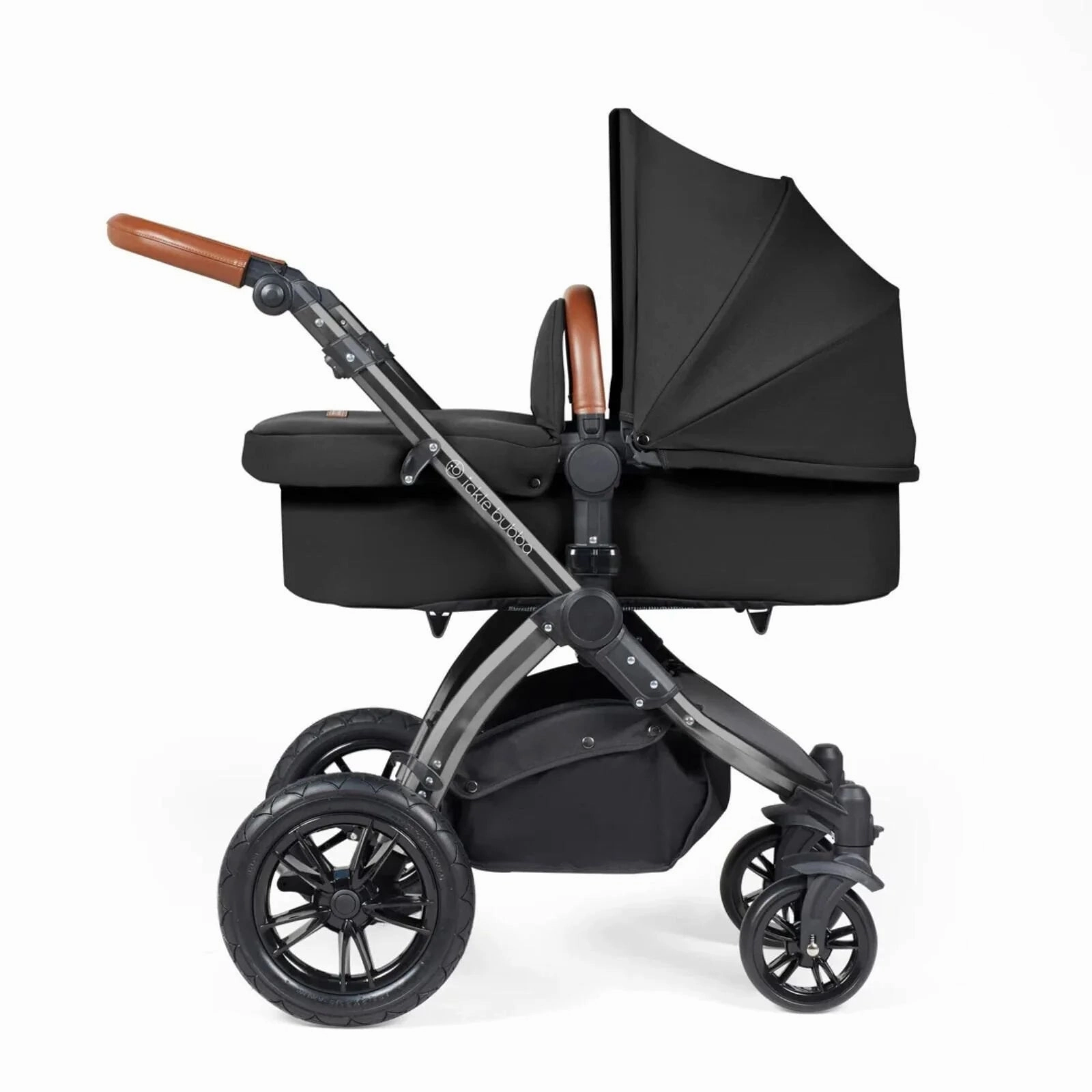 Ickle Bubba Stomp Luxe All-in-One Stratus i-Size Travel System with Isofix Base - Black & Midnight & Tan