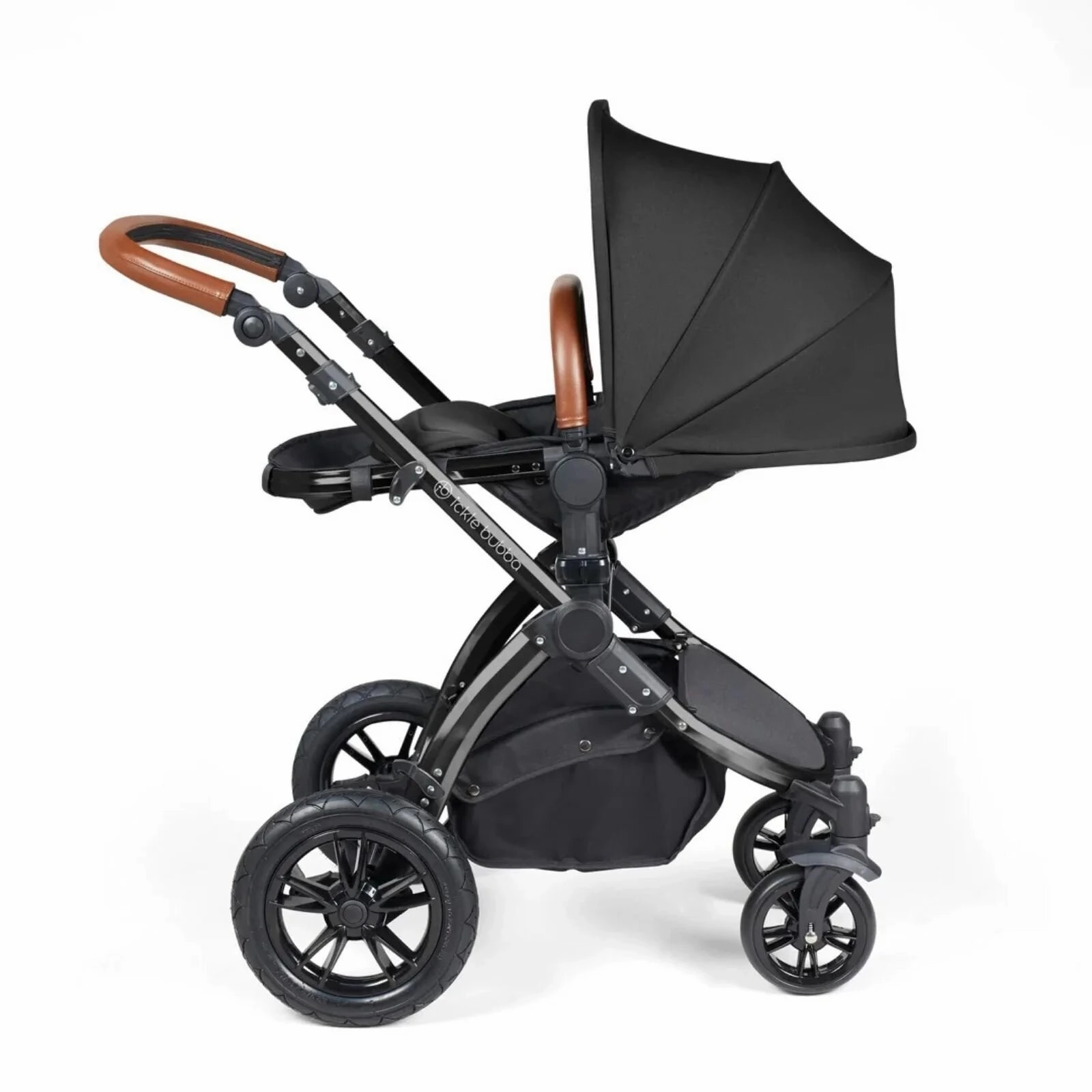 Ickle Bubba Stomp Luxe All-in-One Stratus i-Size Travel System with Isofix Base - Black & Midnight & Tan