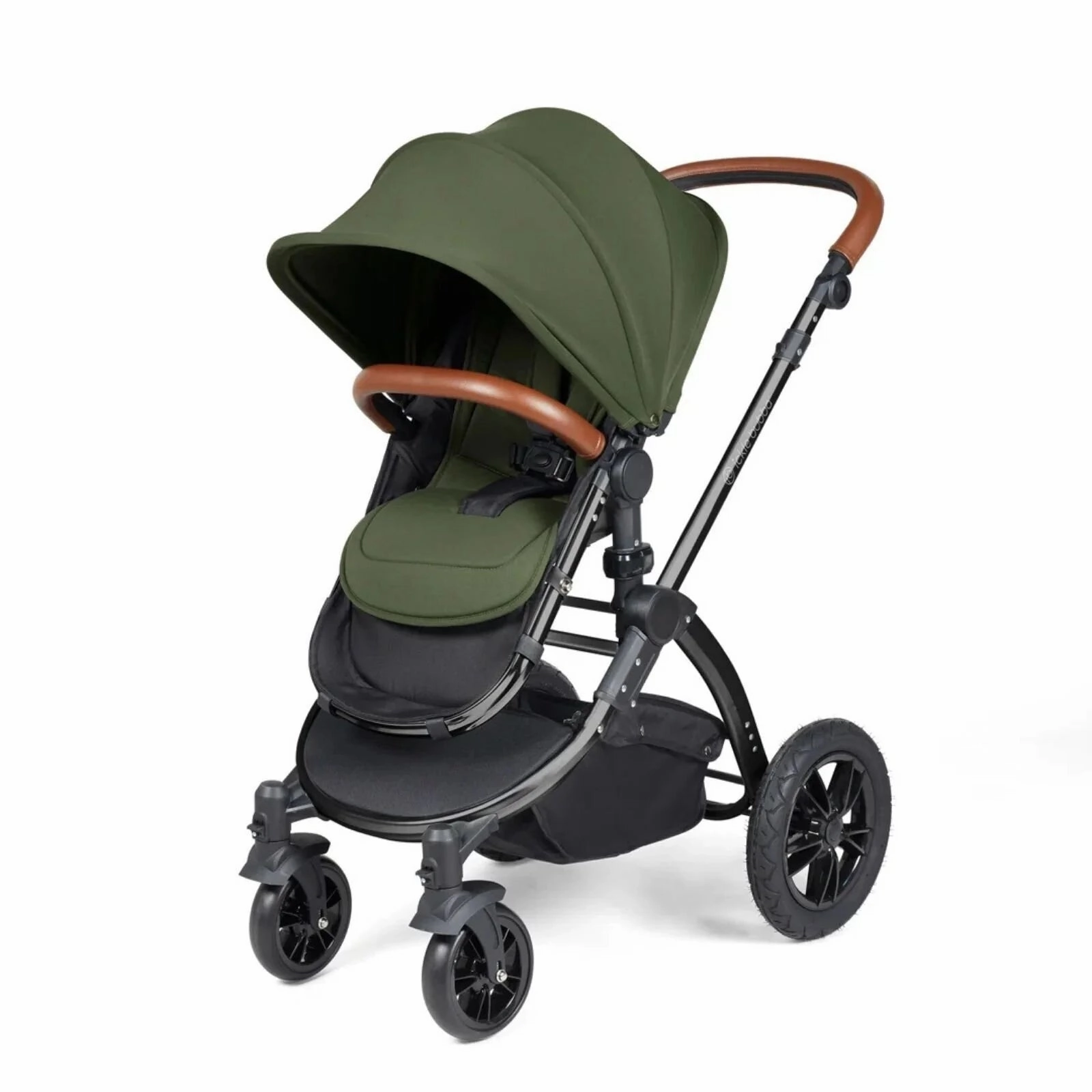 Ickle Bubba Stomp Luxe All-in-One Stratus i-Size Travel System with Isofix Base - Black & Woodland & Tan