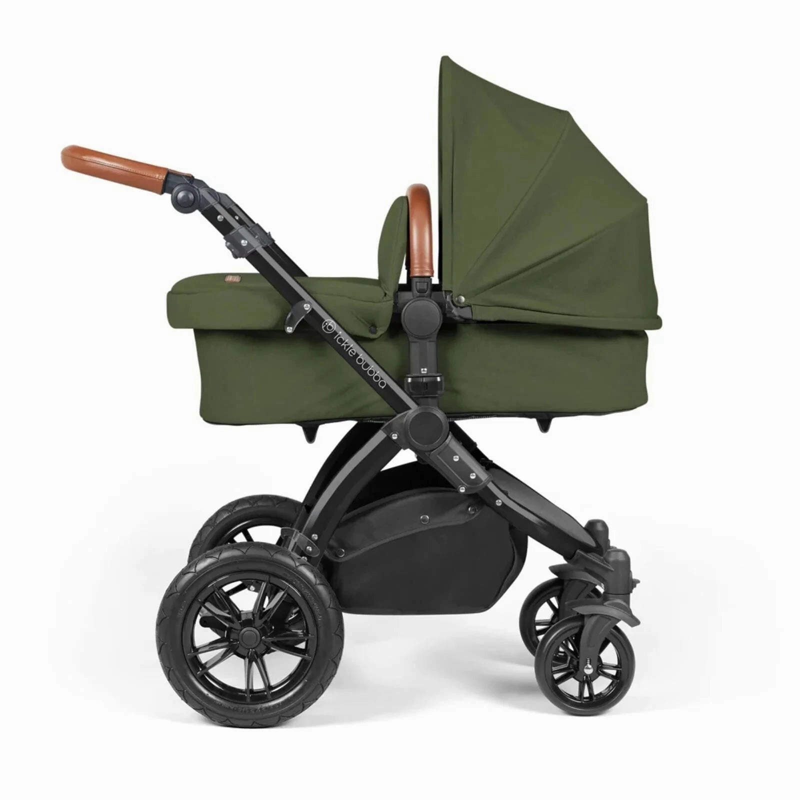 Ickle Bubba Stomp Luxe All-in-One Stratus i-Size Travel System with Isofix Base - Black & Woodland & Tan
