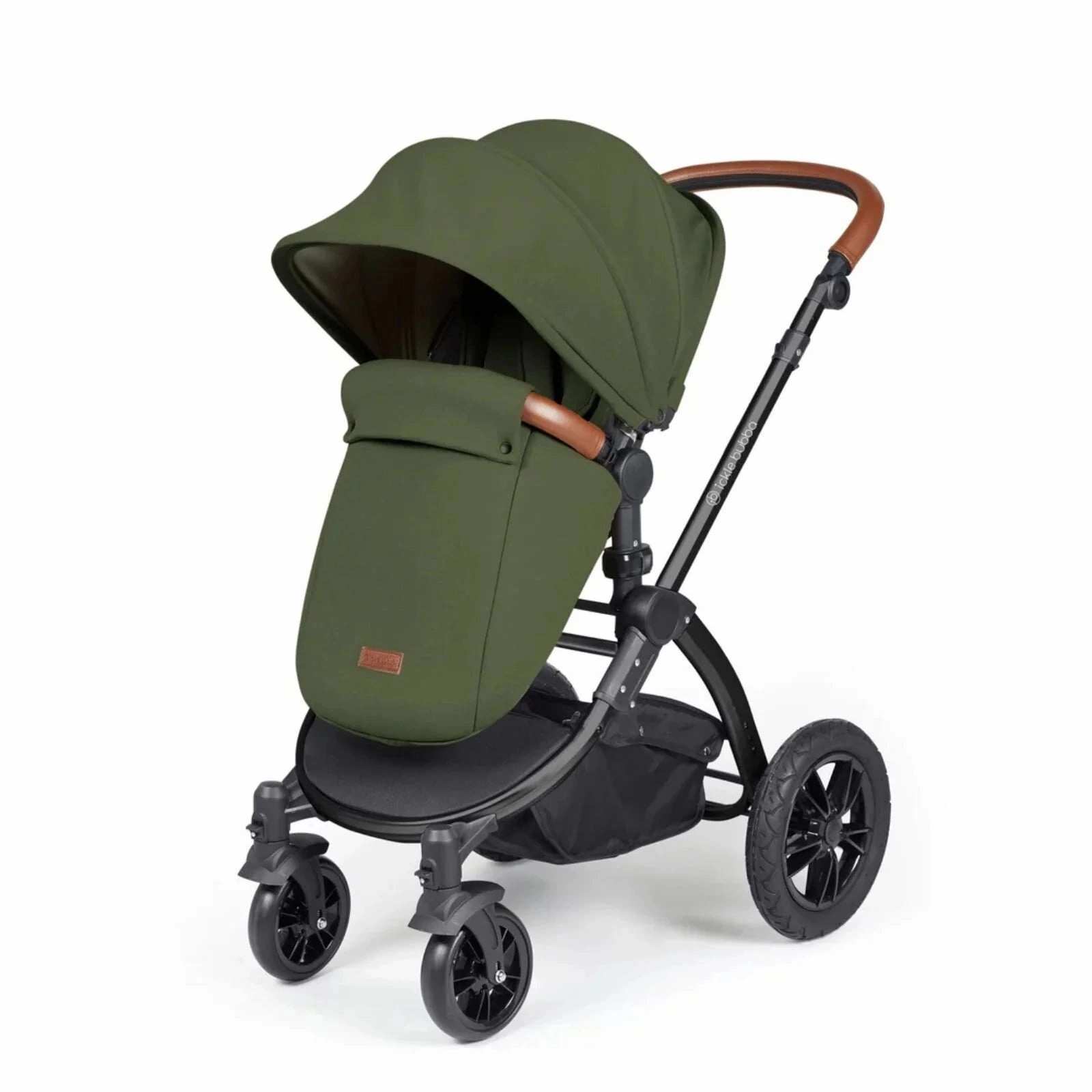 Ickle Bubba Stomp Luxe All-in-One Stratus i-Size Travel System with Isofix Base - Black & Woodland & Tan