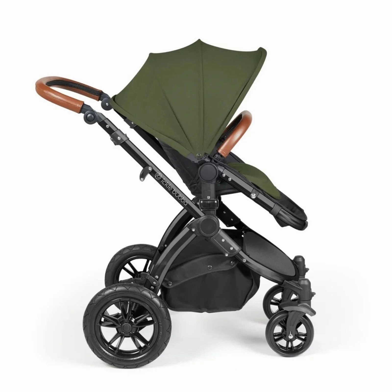 Ickle Bubba Stomp Luxe All-in-One Stratus i-Size Travel System with Isofix Base - Black & Woodland & Tan